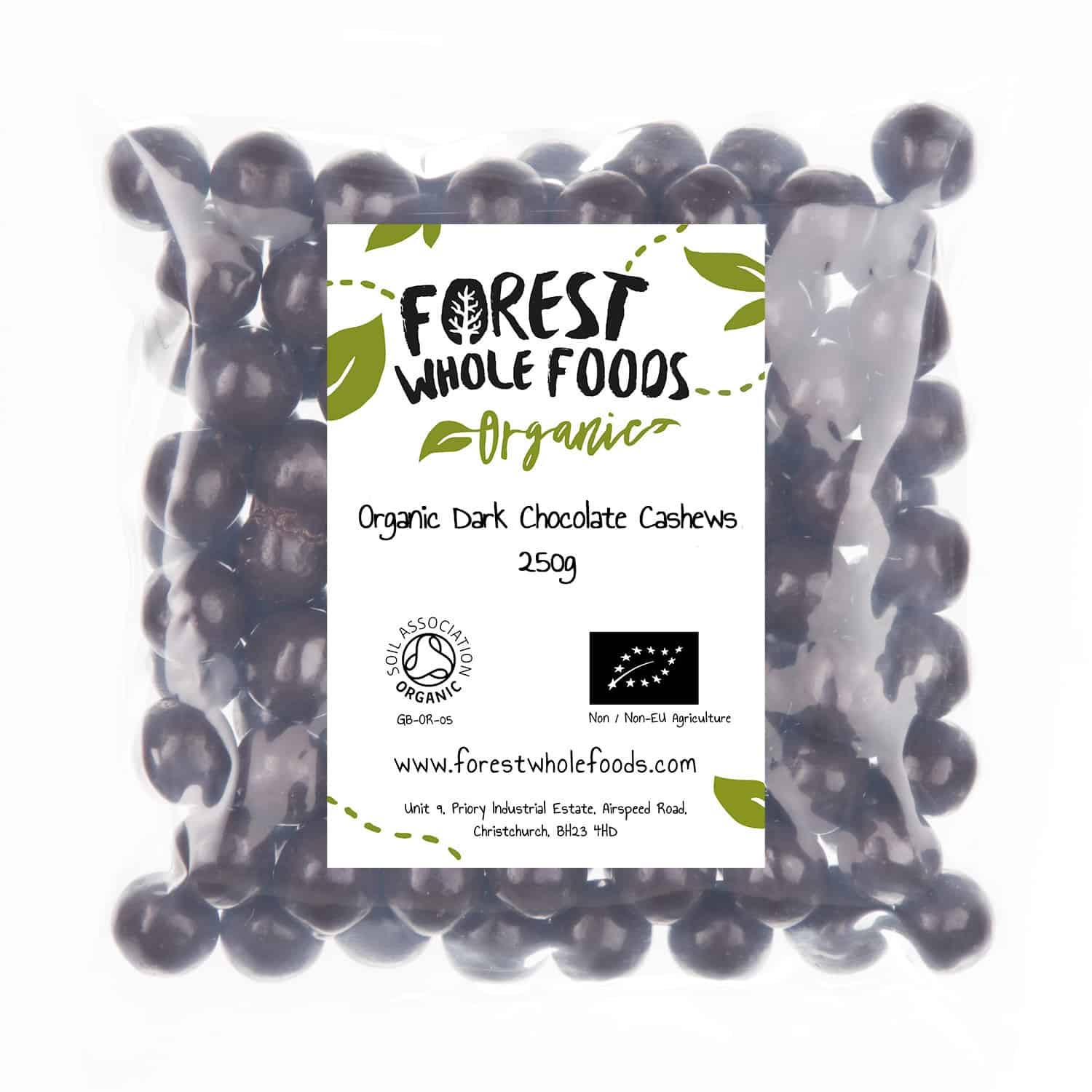 organic dark chocolate cashews 250g