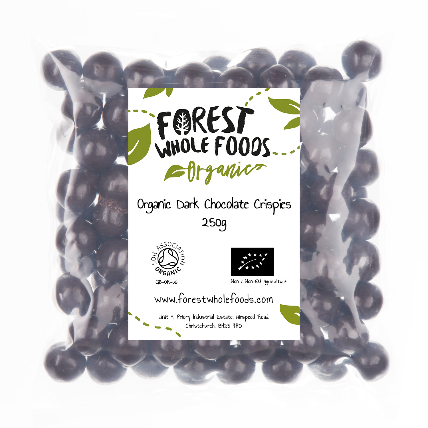 organic dark chocolate crispies 250g